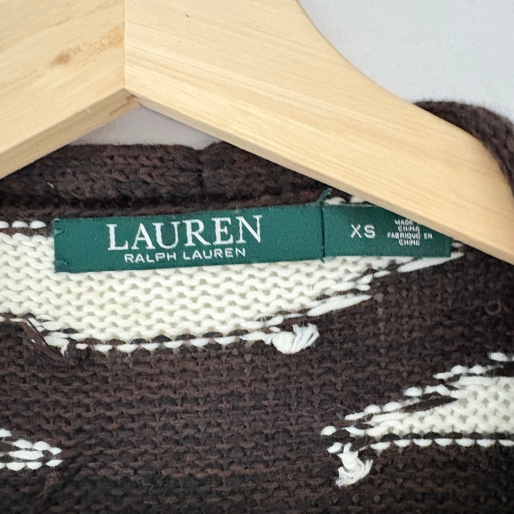Lauren Ralph Lauren Southwestern Geometric Intarsia Knit Open Cardigan Black XS - Picture 6 of 10